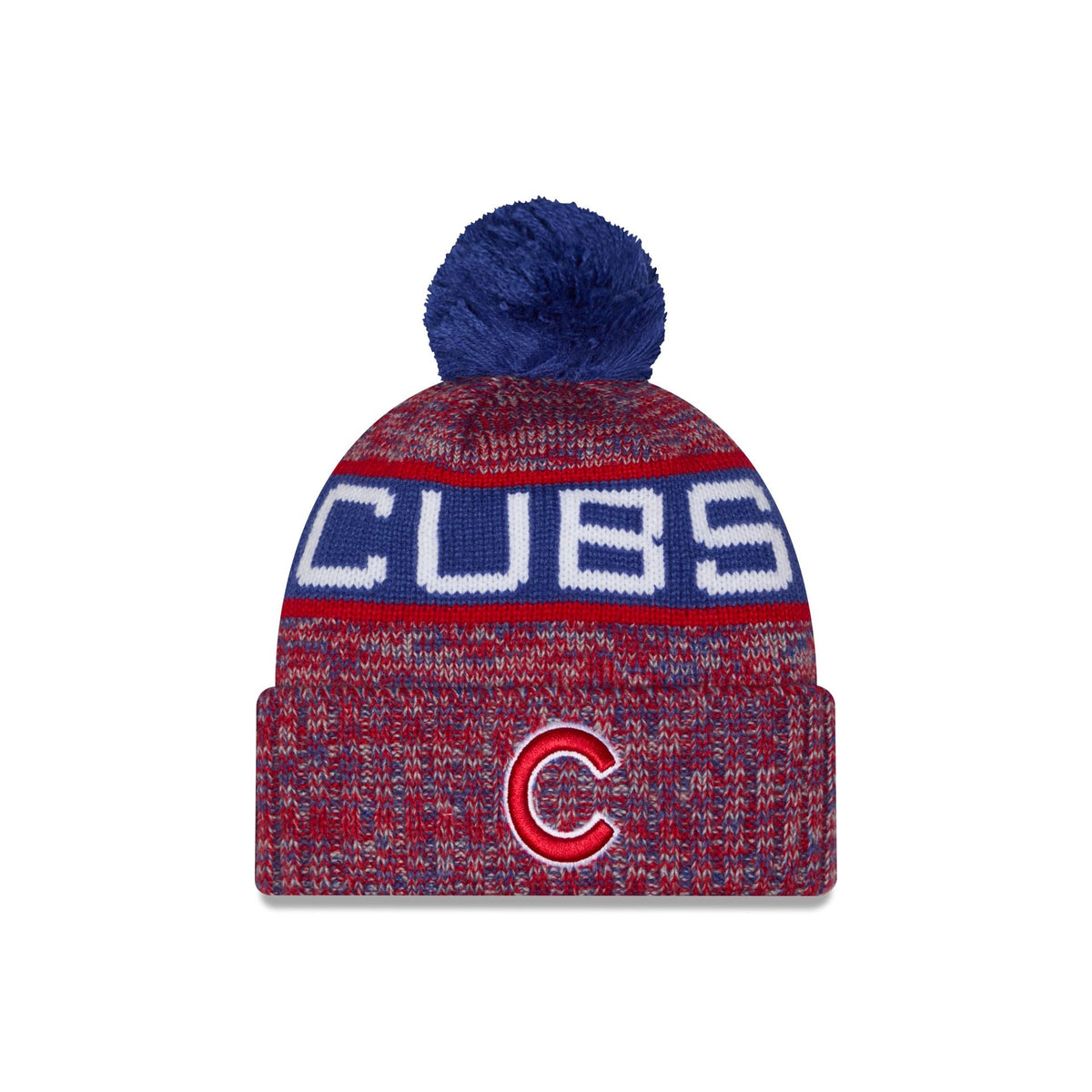 Chicago Cubs Tri Color Pom Knit Hat